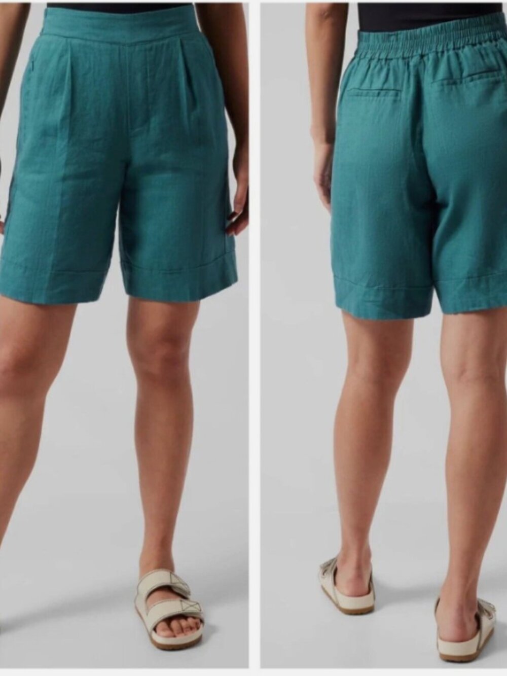 Athleta Playa Linen Bermuda Shorts | Borealis Green | NWT | 16